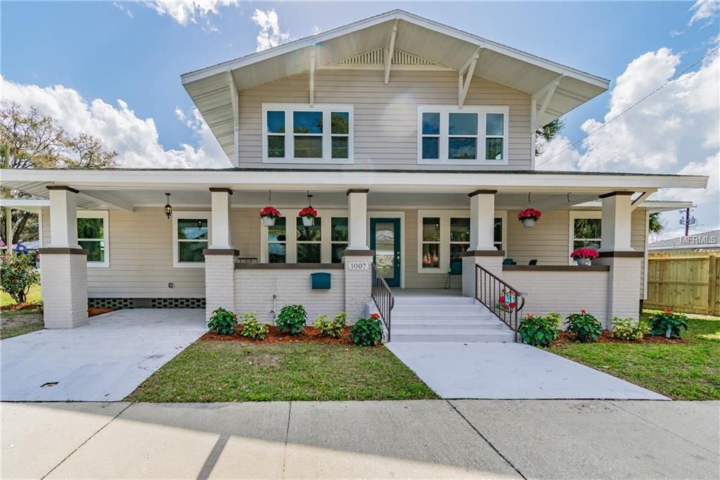 Renovated craftsman home at 1007 W. Baker with a restored front porch